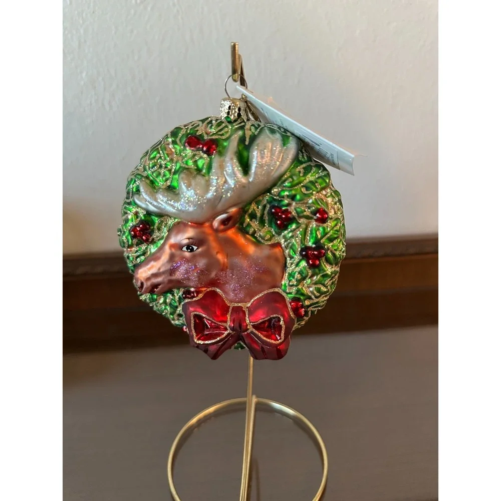 Vtg‎ Christopher Radko Ornament Wreath With Moose 2001 HTF
